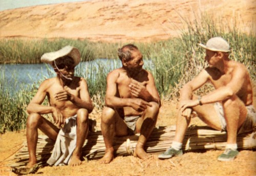 Elders with Thor Heyerdahl in 1955