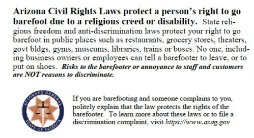 AZ Barefooting Rights Card