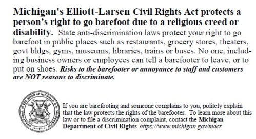 MI Barefooting Rights Card